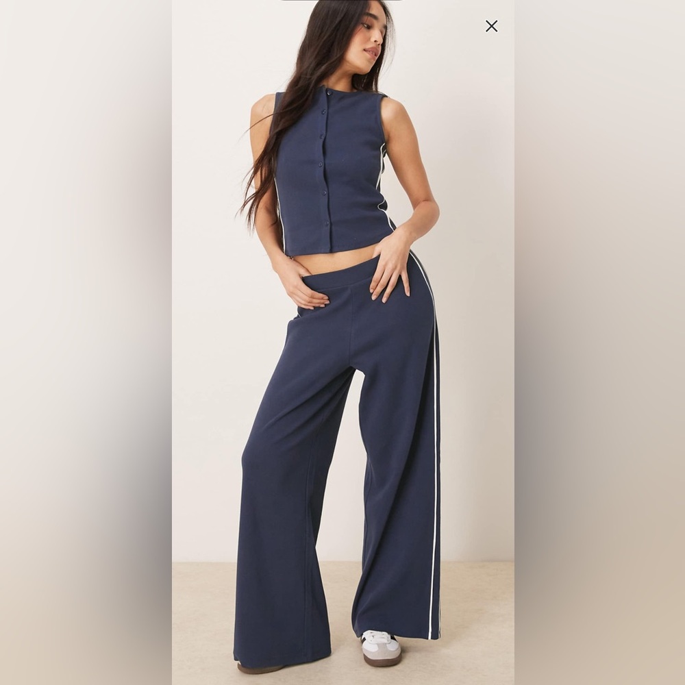 Women's Navy Blue Wide-Leg Set